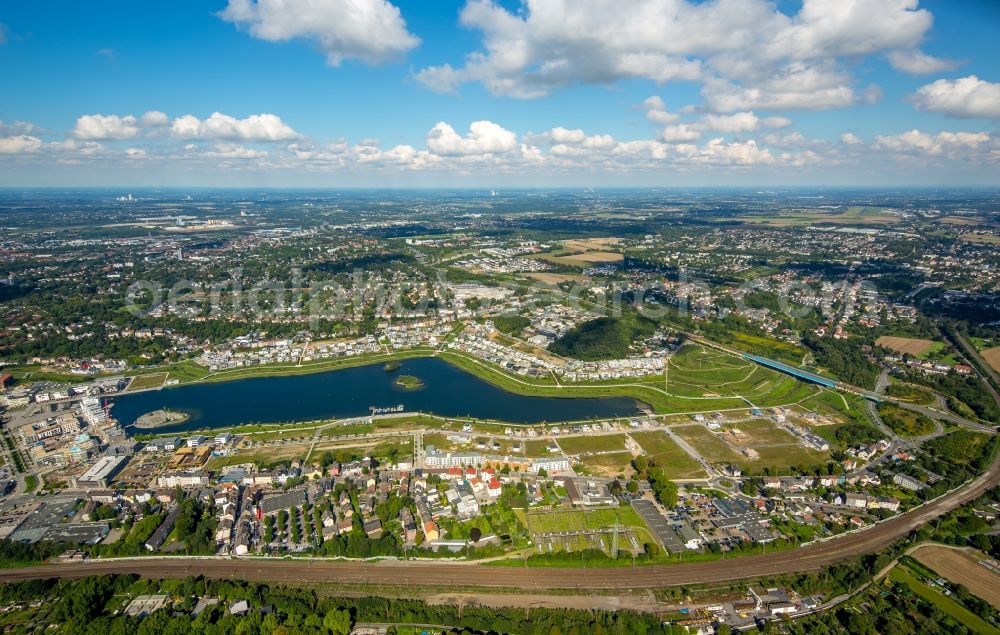 Dortmund from above - Development area of industrial wasteland Phoenix See in Dortmund in the state North Rhine-Westphalia