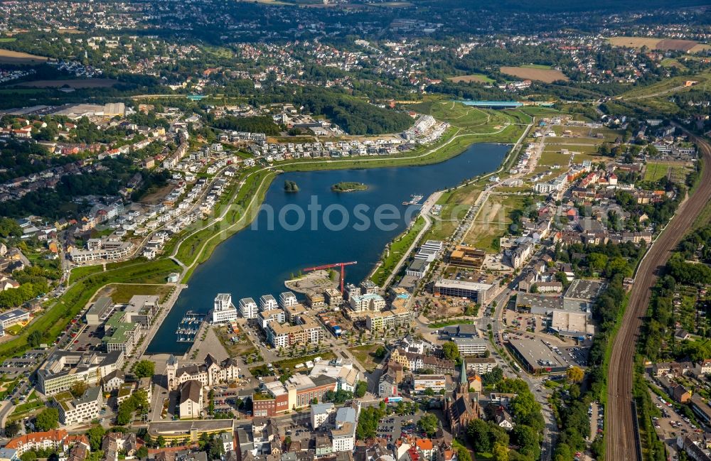 Dortmund from the bird's eye view: Development area of industrial wasteland Phoenix See in Dortmund in the state North Rhine-Westphalia