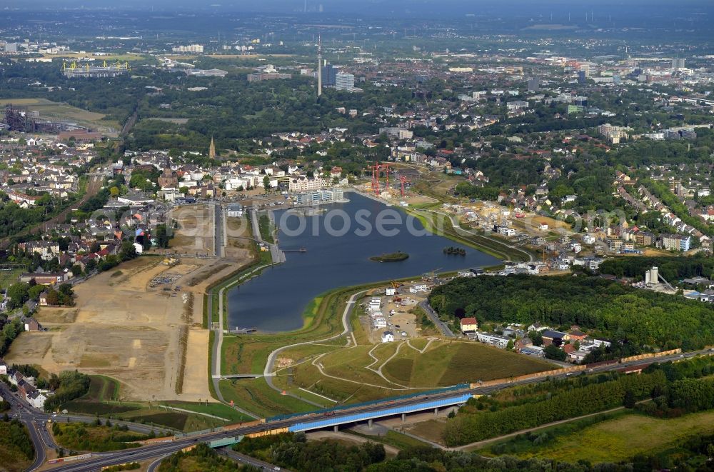 Dortmund from the bird's eye view: Development area of industrial wasteland Phoenix See in Dortmund in the state North Rhine-Westphalia