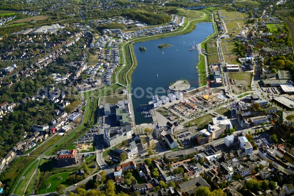 Dortmund from above - Development area of industrial wasteland Phoenix See in Dortmund in the state North Rhine-Westphalia