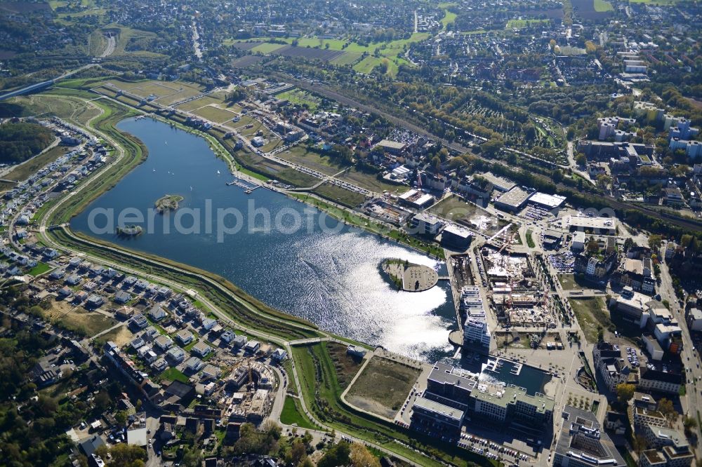 Aerial photograph Dortmund - Development area of industrial wasteland Phoenix See in Dortmund in the state North Rhine-Westphalia