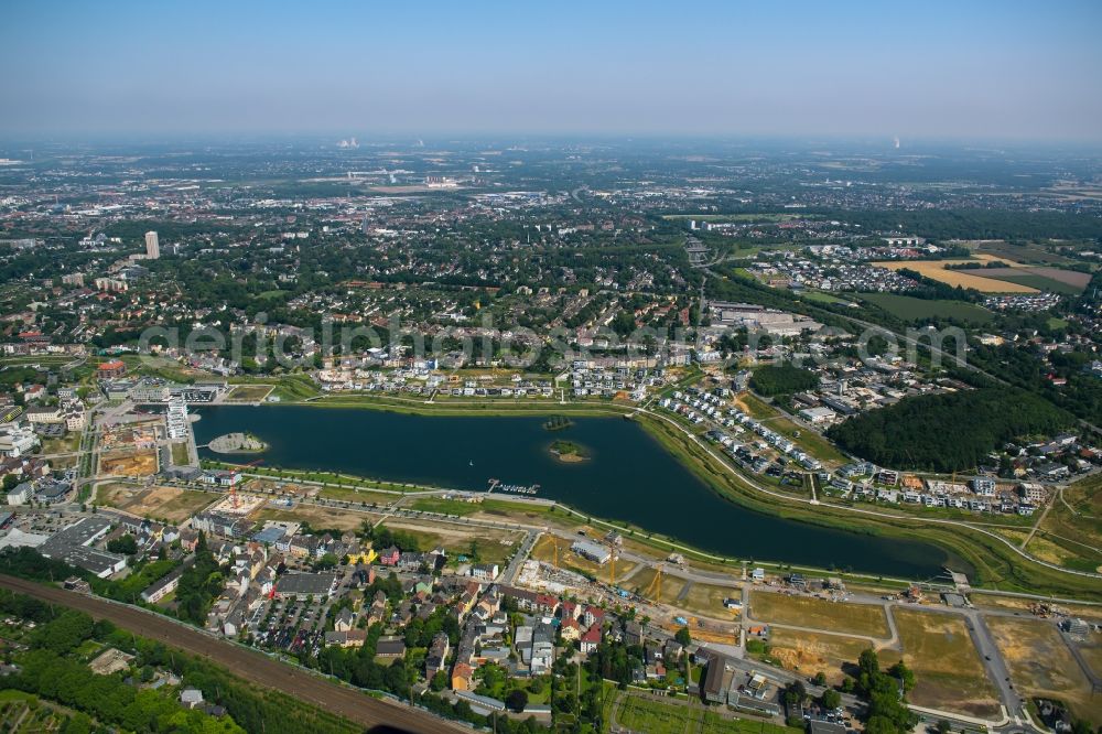 Aerial image Dortmund - Development area of industrial wasteland Phoenix See in Dortmund in the state North Rhine-Westphalia