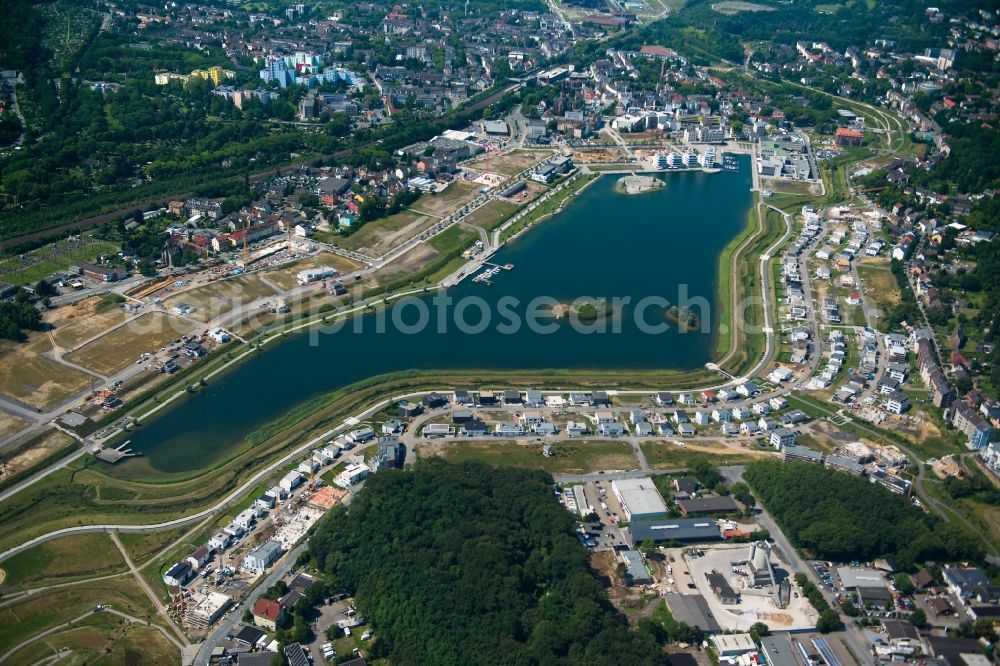 Dortmund from above - Development area of industrial wasteland Phoenix See in Dortmund in the state North Rhine-Westphalia