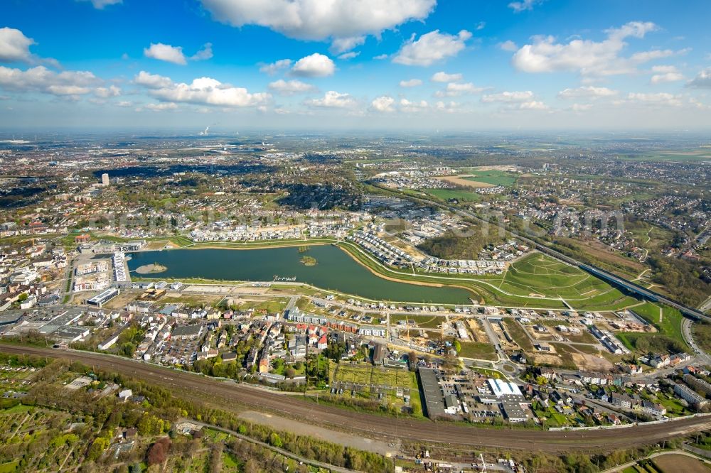 Dortmund from the bird's eye view: Development area of industrial wasteland Phoenix See in Dortmund in the state North Rhine-Westphalia