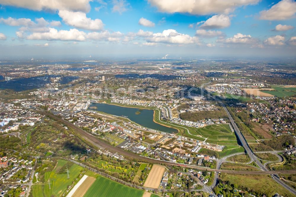 Aerial image Dortmund - Development area of industrial wasteland Phoenix See in Dortmund in the state North Rhine-Westphalia