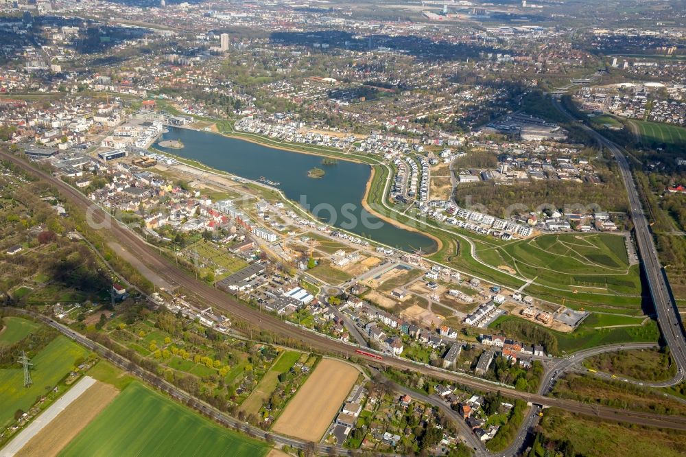 Aerial photograph Dortmund - Development area of industrial wasteland Phoenix See in Dortmund in the state North Rhine-Westphalia