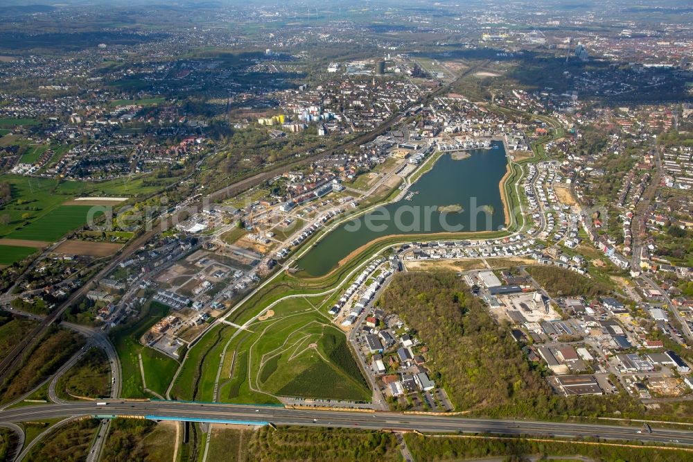 Dortmund from the bird's eye view: Development area of industrial wasteland Phoenix See in Dortmund in the state North Rhine-Westphalia