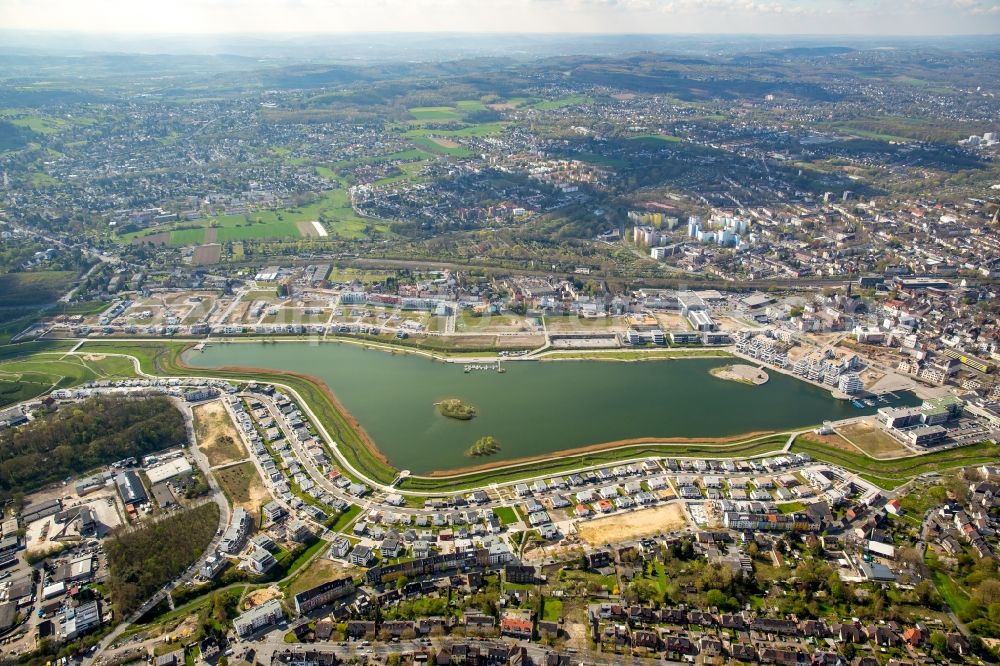 Dortmund from above - Development area of industrial wasteland Phoenix See in Dortmund in the state North Rhine-Westphalia