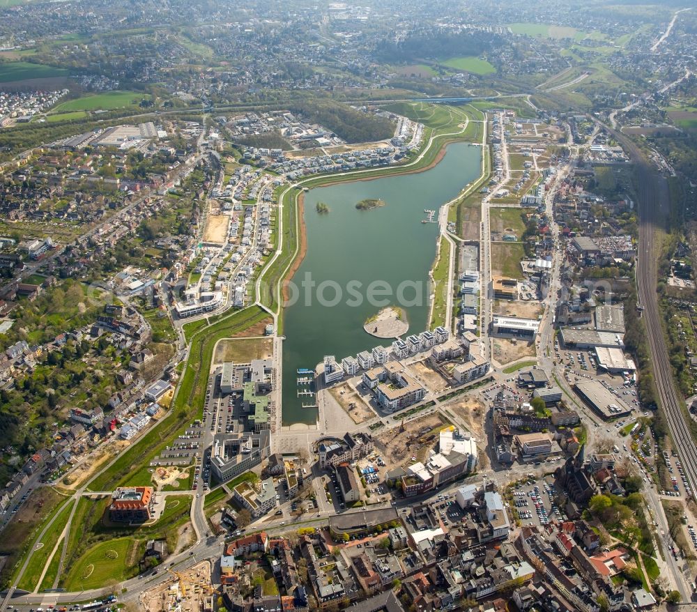 Dortmund from above - Development area of industrial wasteland Phoenix See in Dortmund in the state North Rhine-Westphalia