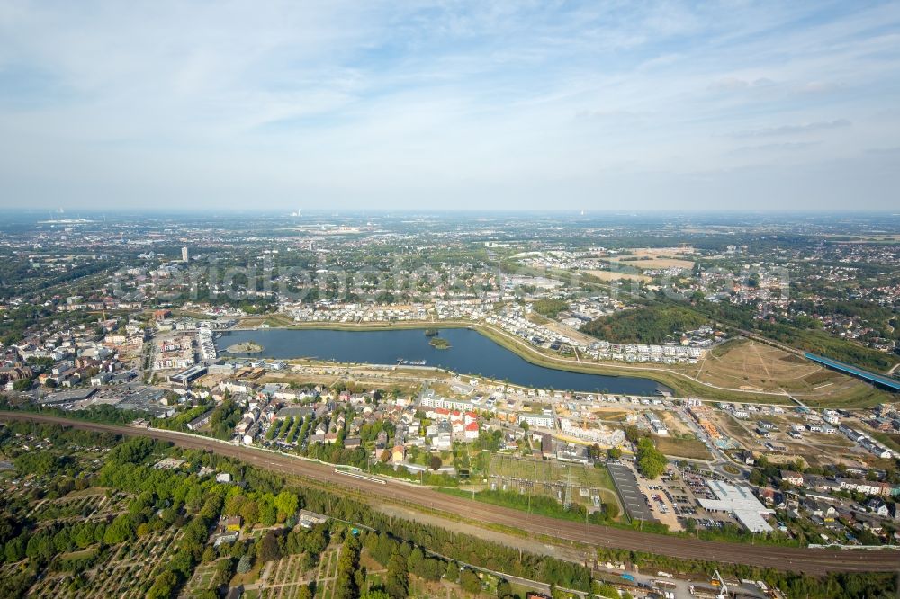 Aerial image Dortmund - Development area of industrial wasteland Phoenix See in Dortmund in the state North Rhine-Westphalia