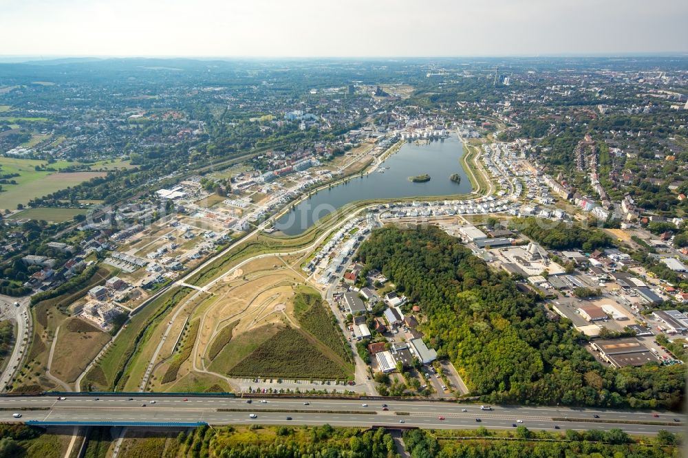 Dortmund from above - Development area of industrial wasteland Phoenix See in Dortmund in the state North Rhine-Westphalia