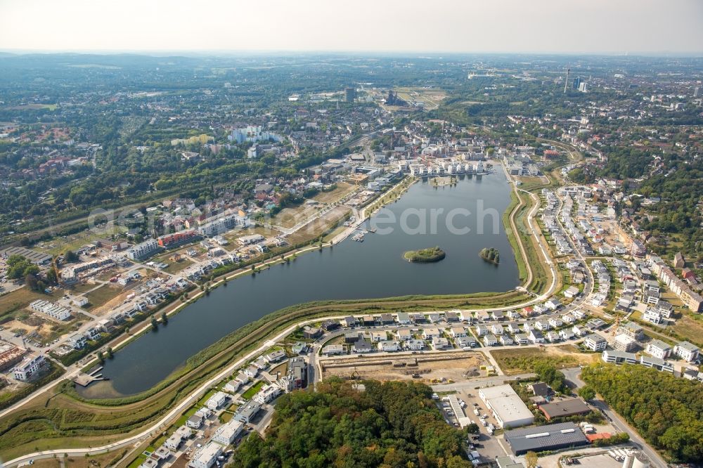 Dortmund from the bird's eye view: Development area of industrial wasteland Phoenix See in Dortmund in the state North Rhine-Westphalia