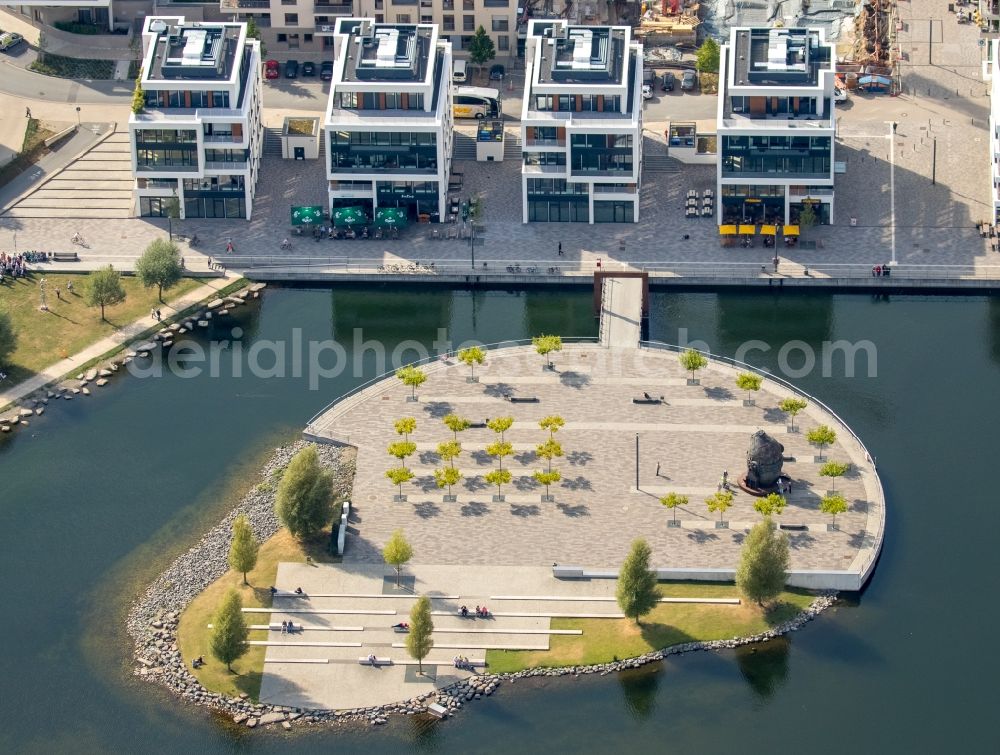 Dortmund from the bird's eye view: Development area of industrial wasteland Phoenix See in Dortmund in the state North Rhine-Westphalia