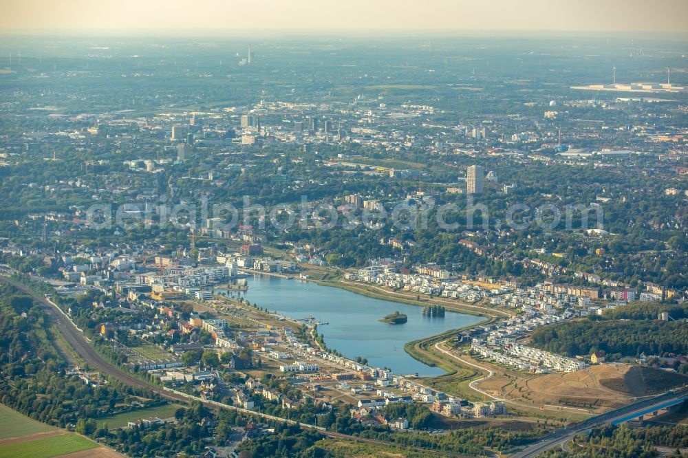 Dortmund from above - Development area of industrial wasteland Phoenix See in Dortmund in the state North Rhine-Westphalia