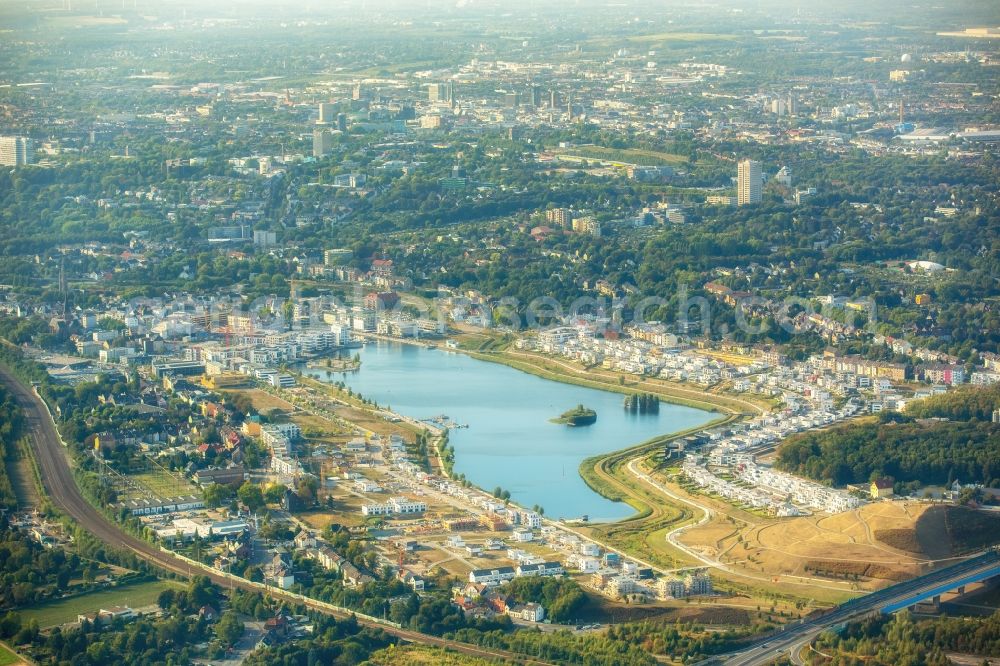 Aerial image Dortmund - Development area of industrial wasteland Phoenix See in Dortmund in the state North Rhine-Westphalia