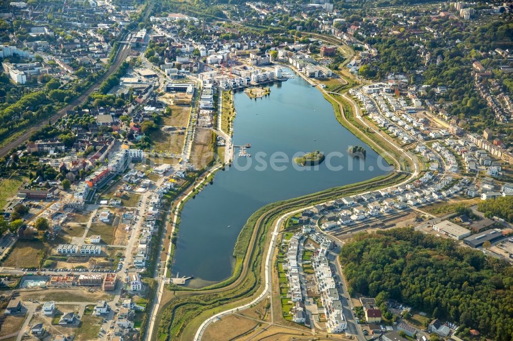 Dortmund from above - Development area of industrial wasteland Phoenix See in Dortmund in the state North Rhine-Westphalia