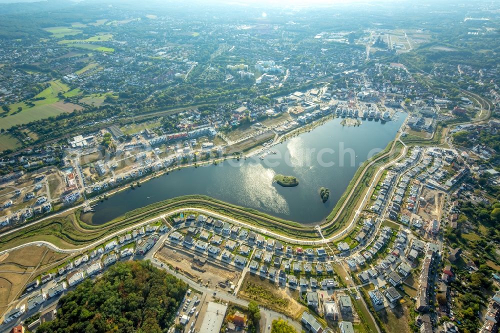 Dortmund from above - Development area of industrial wasteland Phoenix See in Dortmund in the state North Rhine-Westphalia