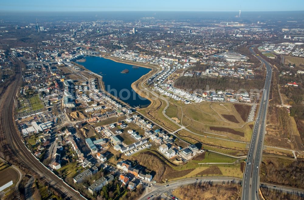 Aerial image Dortmund - Development area of industrial wasteland Phoenix See in Dortmund in the state North Rhine-Westphalia