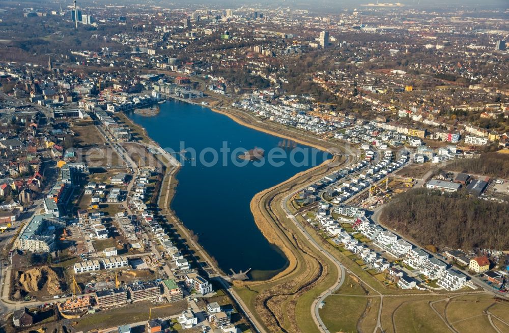 Aerial photograph Dortmund - Development area of industrial wasteland Phoenix See in Dortmund in the state North Rhine-Westphalia