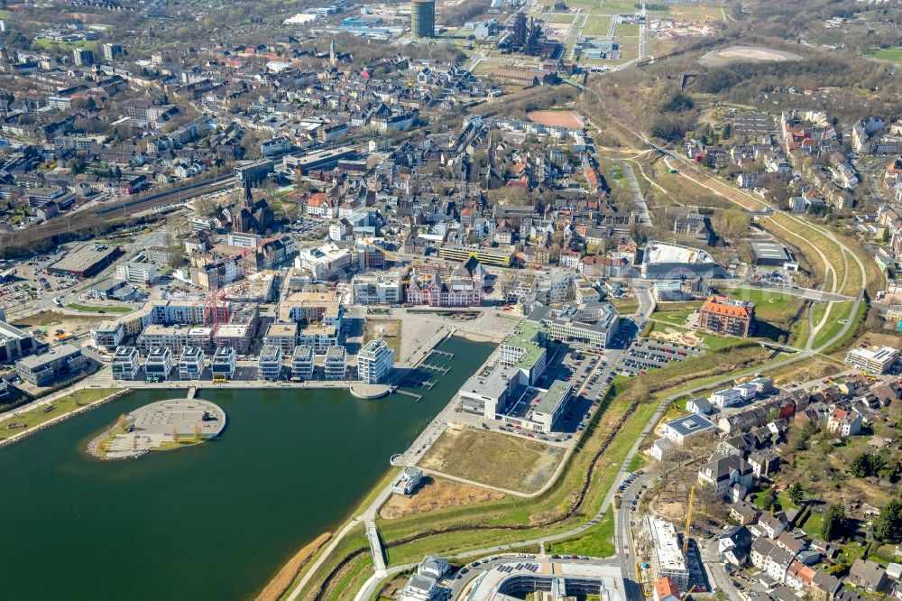 Dortmund from above - Development area of industrial wasteland Phoenix See in Dortmund in the state North Rhine-Westphalia