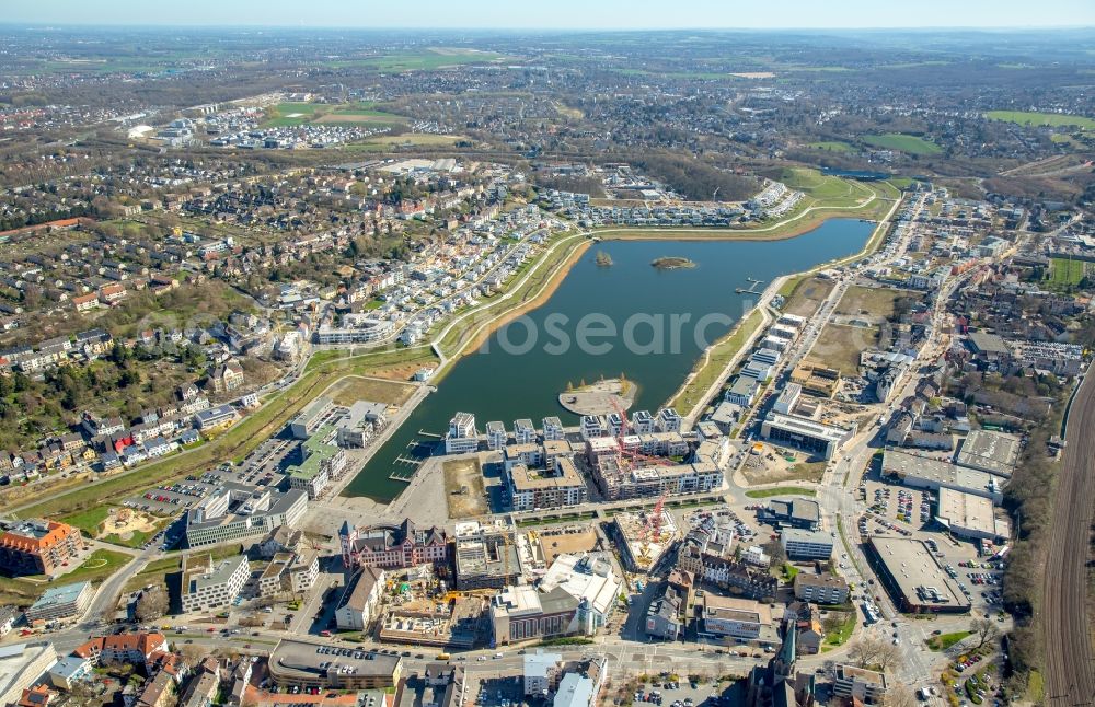 Aerial image Dortmund - Development area of industrial wasteland Phoenix See in Dortmund in the state North Rhine-Westphalia