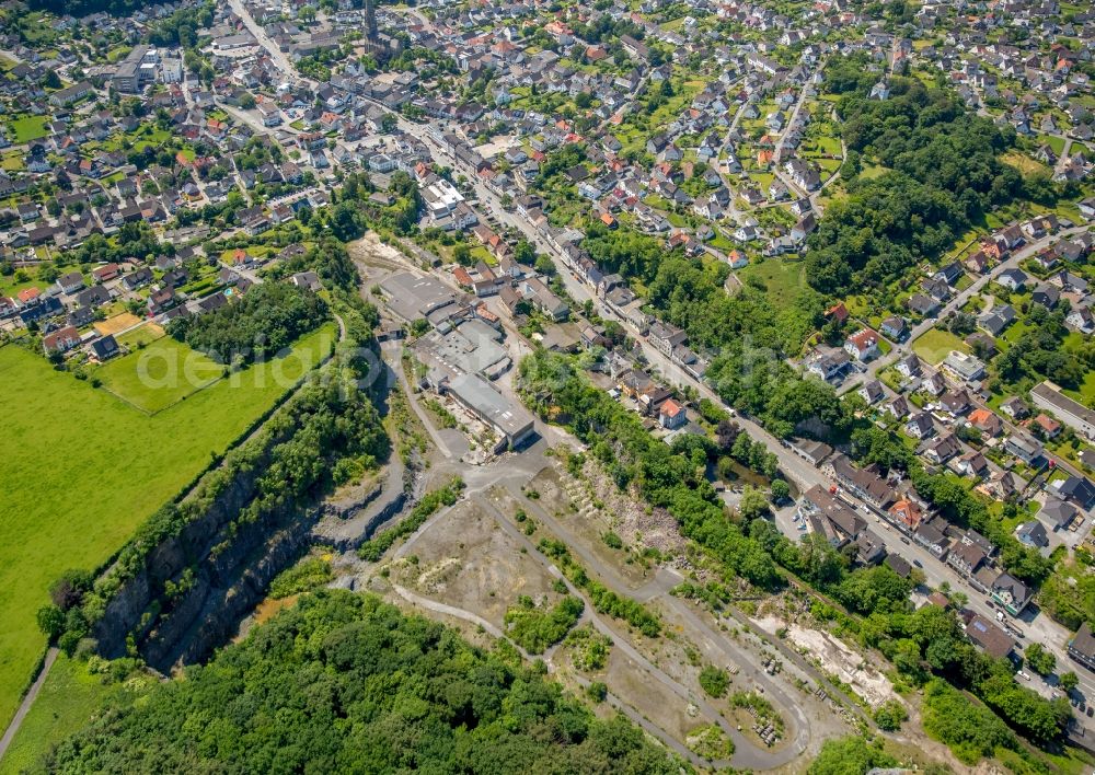 Warstein from the bird's eye view: Development area of industrial wasteland Risse-Gelaende an der Hauptstrasse in Warstein in the state North Rhine-Westphalia, Germany