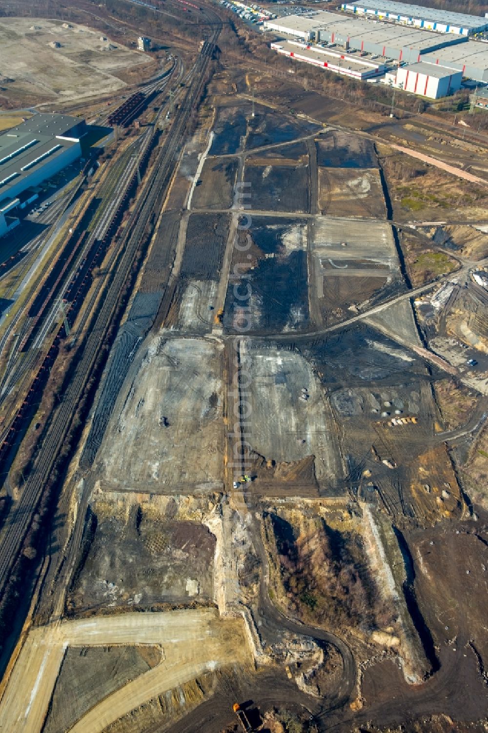 Dortmund from the bird's eye view: Development area of industrial wasteland Rueschebrinkstrasse in Dortmund in the state North Rhine-Westphalia