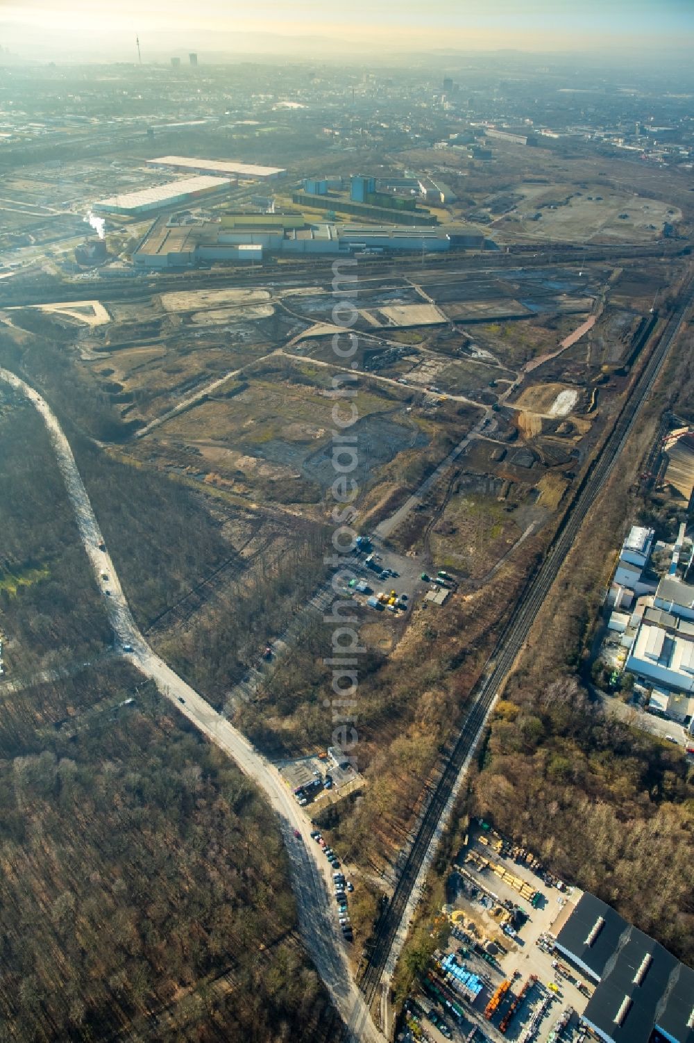 Dortmund from above - Development area of industrial wasteland Rueschebrinkstrasse in Dortmund in the state North Rhine-Westphalia