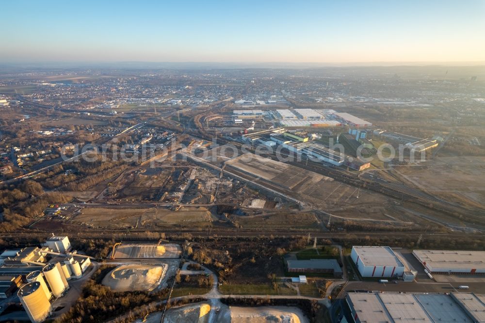 Aerial photograph Dortmund - Development area of industrial wasteland Rueschebrinkstrasse of DSW21 in Dortmund in the state North Rhine-Westphalia, Germany