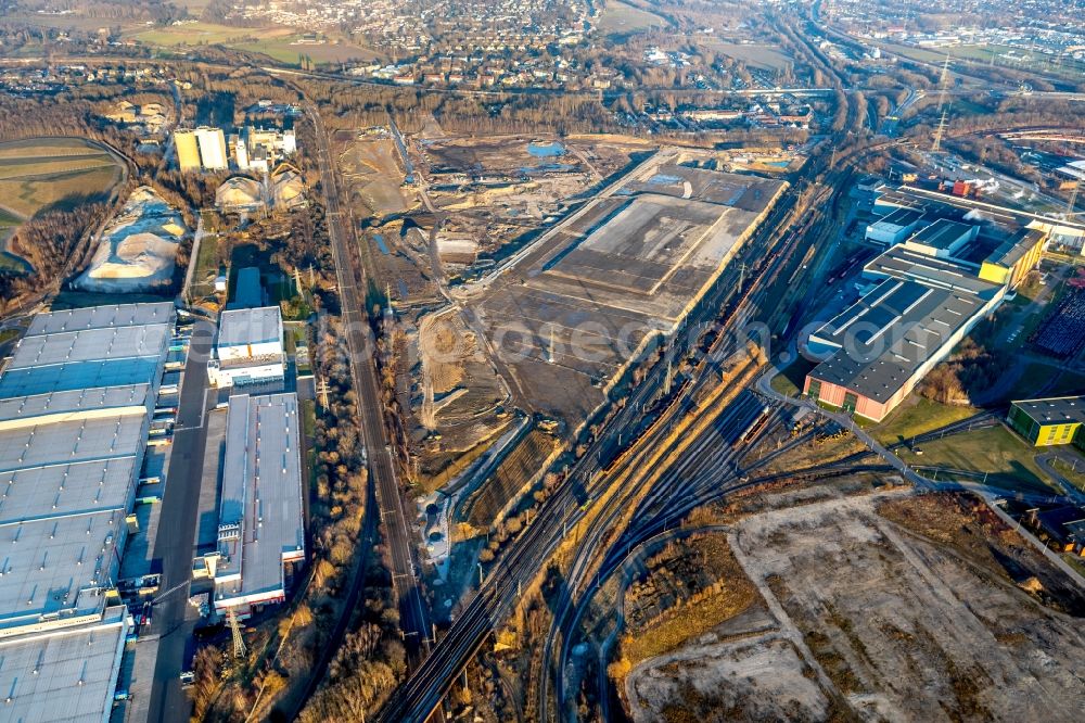 Dortmund from above - Development area of industrial wasteland Rueschebrinkstrasse of DSW21 in Dortmund in the state North Rhine-Westphalia, Germany