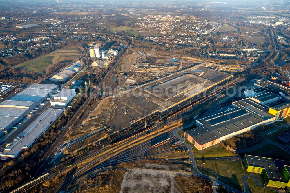 Aerial photograph Dortmund - Development area of industrial wasteland Rueschebrinkstrasse of DSW21 in Dortmund in the state North Rhine-Westphalia, Germany