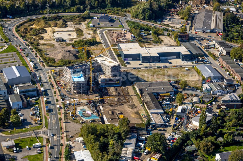 Aerial image Essen - Development area of industrial wasteland Am Schacht Hubert in Essen at Ruhrgebiet in the state North Rhine-Westphalia, Germany