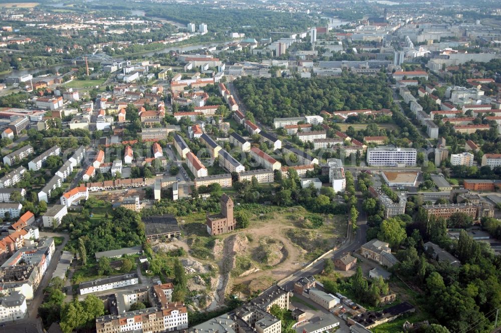 Magdeburg from the bird's eye view: Development area of industrial wasteland on Sieverstorstrasse in the district Alte Neustadt in Magdeburg in the state Saxony-Anhalt, Germany