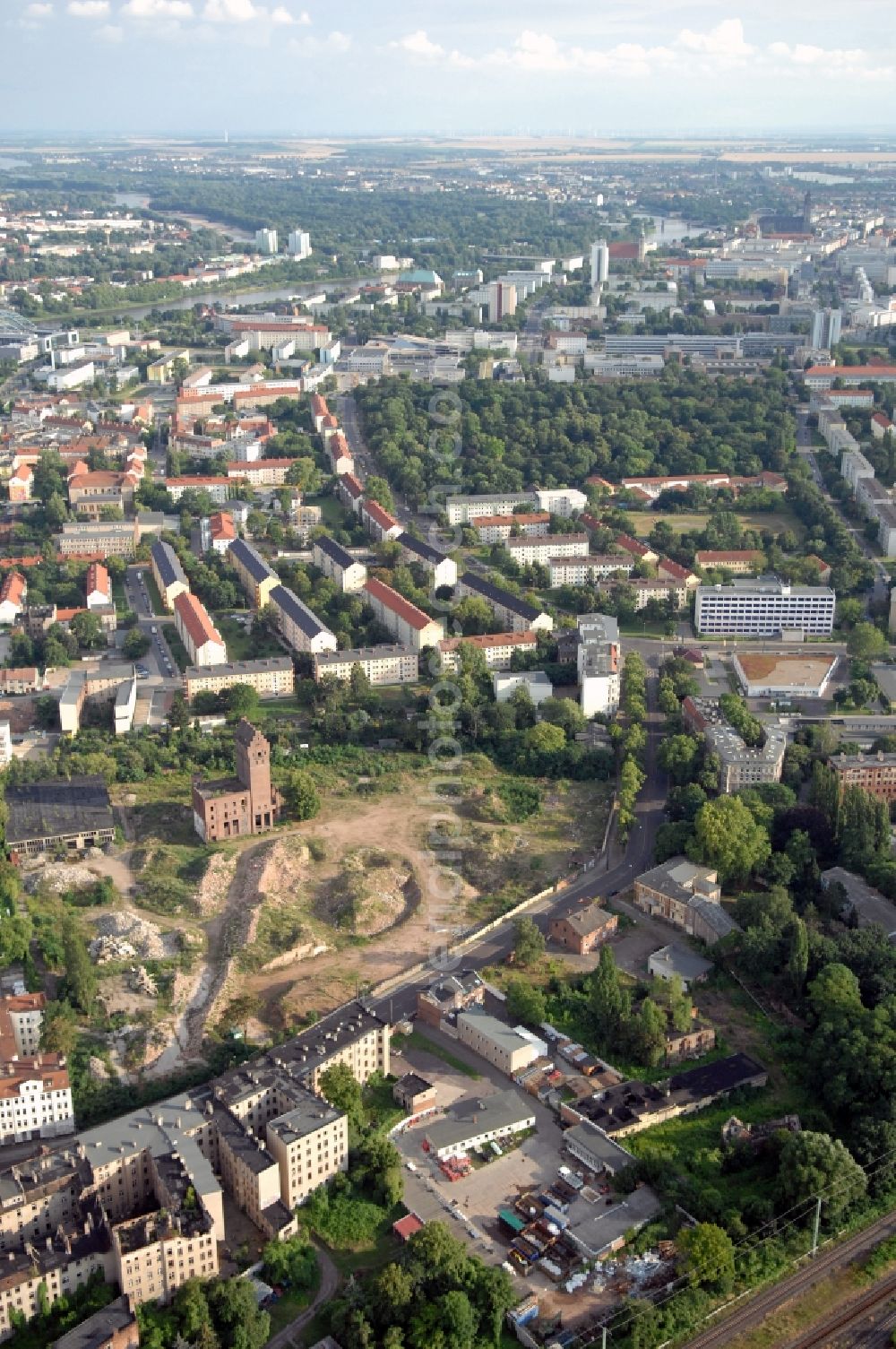 Aerial image Magdeburg - Development area of industrial wasteland on Sieverstorstrasse in the district Alte Neustadt in Magdeburg in the state Saxony-Anhalt, Germany