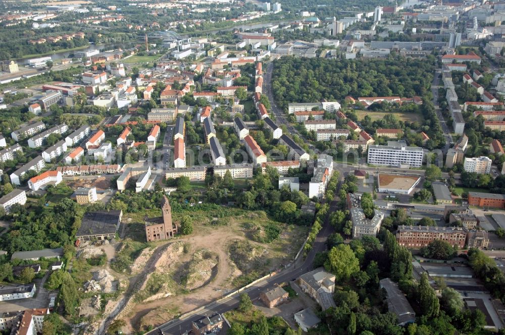 Magdeburg from above - Development area of industrial wasteland on Sieverstorstrasse in the district Alte Neustadt in Magdeburg in the state Saxony-Anhalt, Germany