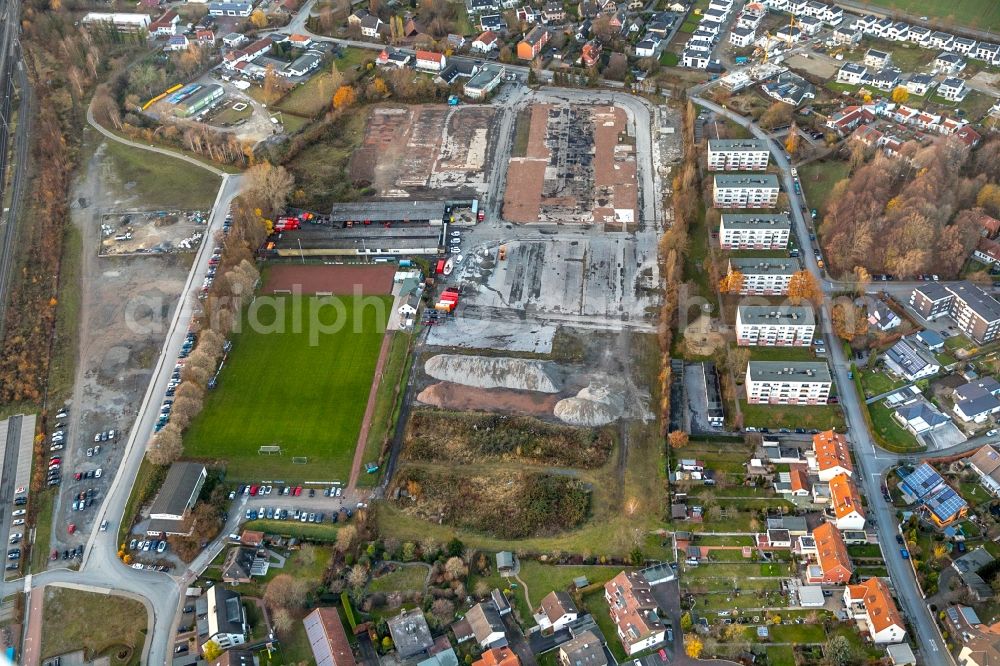 Soest from the bird's eye view: Development area of industrial wasteland on Teinenkonp in Soest in the state North Rhine-Westphalia, Germany