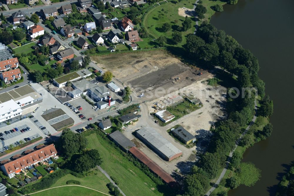 Ibbenbüren from above - Development area of industrial wasteland the construction of a multi-family house residential area in Ibbenbueren in the state North Rhine-Westphalia