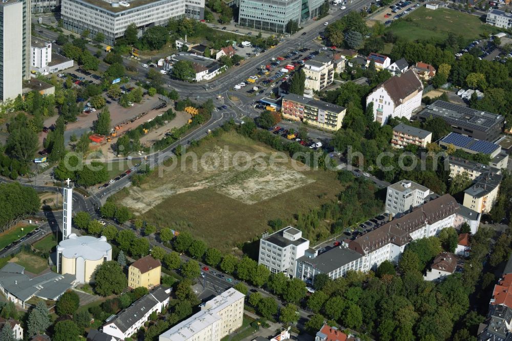 Offenbach am Main from above - Development area of industrial wasteland zum Stadtquartier Kaiserlei Quartier of CG - Group in Offenbach am Main in the state Hesse