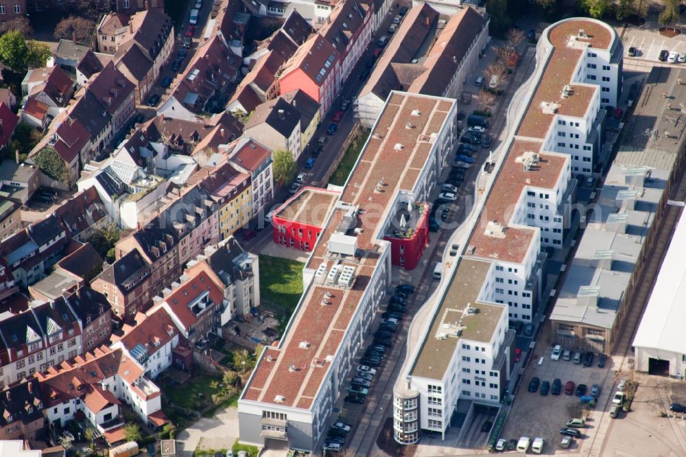 Karlsruhe from above - Development area of industrial conversion project zur Giesserei in the district Durlach in Karlsruhe in the state Baden-Wuerttemberg