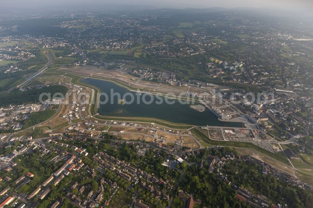 Aerial photograph Dortmund - View of the development area Phoenix Lake in Dortmund. With the flooding of the lake in the Phoenix suburb Hörde on the former site of the former Hermannshütte a new way of urban development was created in this former industrial area