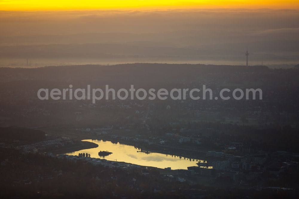 Aerial image Dortmund - View of the development area Phoenix Lake in Dortmund. With the flooding of the lake in the Phoenix suburb Hoerde on the former site of the former Hermannshuette a new way of urban development was created in this former industrial area