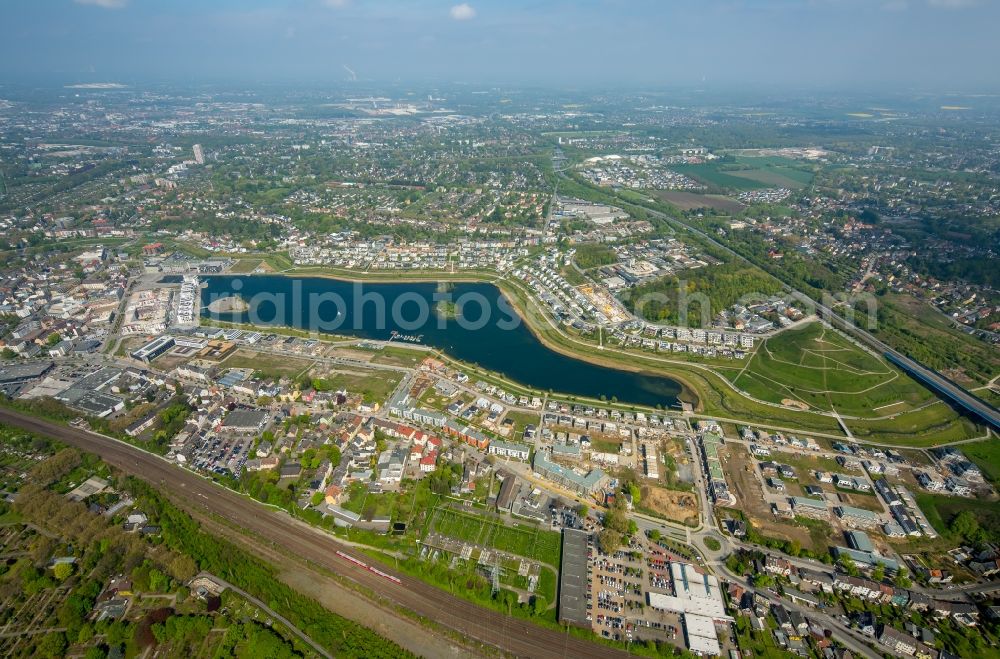 Dortmund from the bird's eye view: Development area of industrial wasteland Phoenix See in Dortmund in the state North Rhine-Westphalia