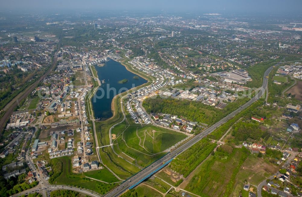 Dortmund from above - Development area of industrial wasteland Phoenix See in Dortmund in the state North Rhine-Westphalia