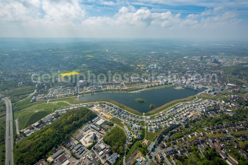 Dortmund from above - Development area of industrial wasteland Phoenix See in Dortmund in the state North Rhine-Westphalia