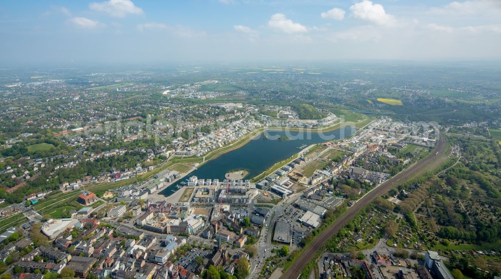 Dortmund from the bird's eye view: Development area of industrial wasteland Phoenix See in Dortmund in the state North Rhine-Westphalia