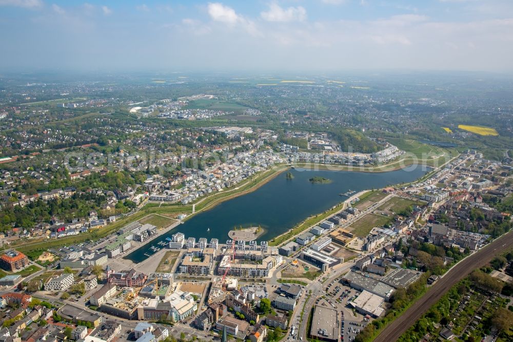 Dortmund from above - Development area of industrial wasteland Phoenix See in Dortmund in the state North Rhine-Westphalia