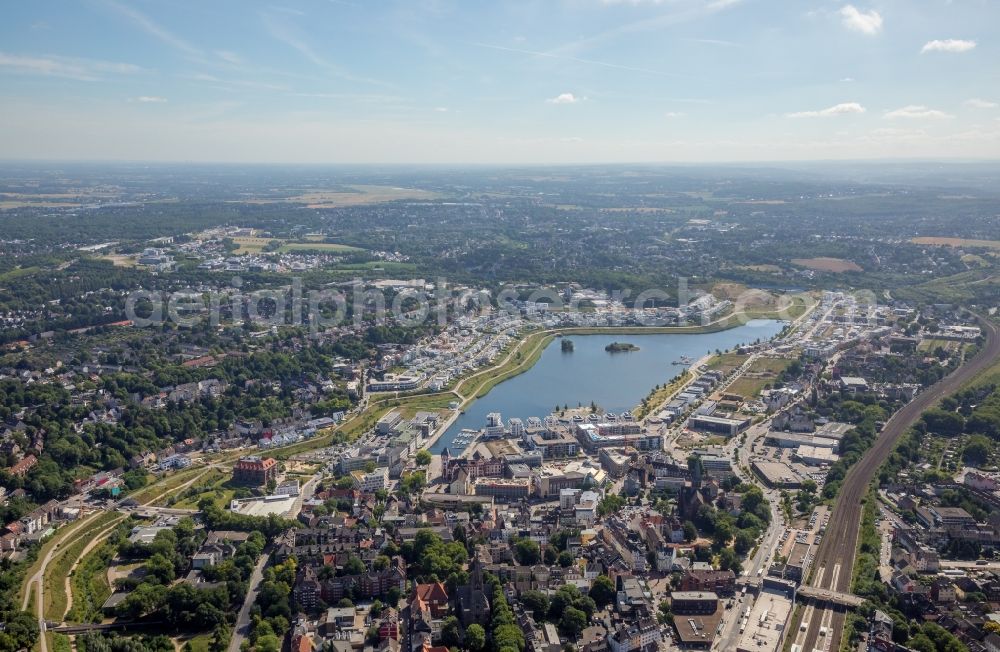 Dortmund from above - Development area of industrial wasteland Phoenix See in Dortmund in the state North Rhine-Westphalia