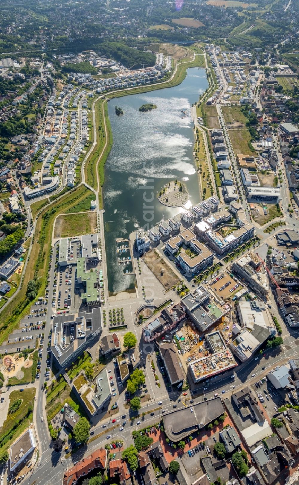 Aerial photograph Dortmund - Development area of industrial wasteland Phoenix See in Dortmund in the state North Rhine-Westphalia