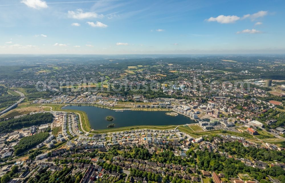 Dortmund from above - Development area of industrial wasteland Phoenix See in Dortmund in the state North Rhine-Westphalia