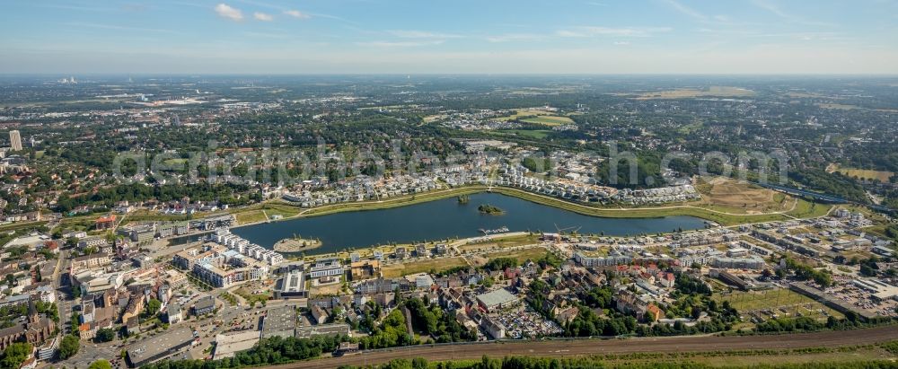 Dortmund from above - Development area of industrial wasteland Phoenix See in Dortmund in the state North Rhine-Westphalia